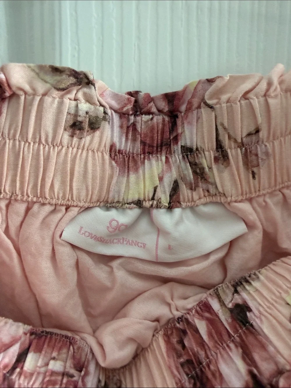 Gap x LoveShackFancy Pink Floral Eyelet Tiered Mini Skirt